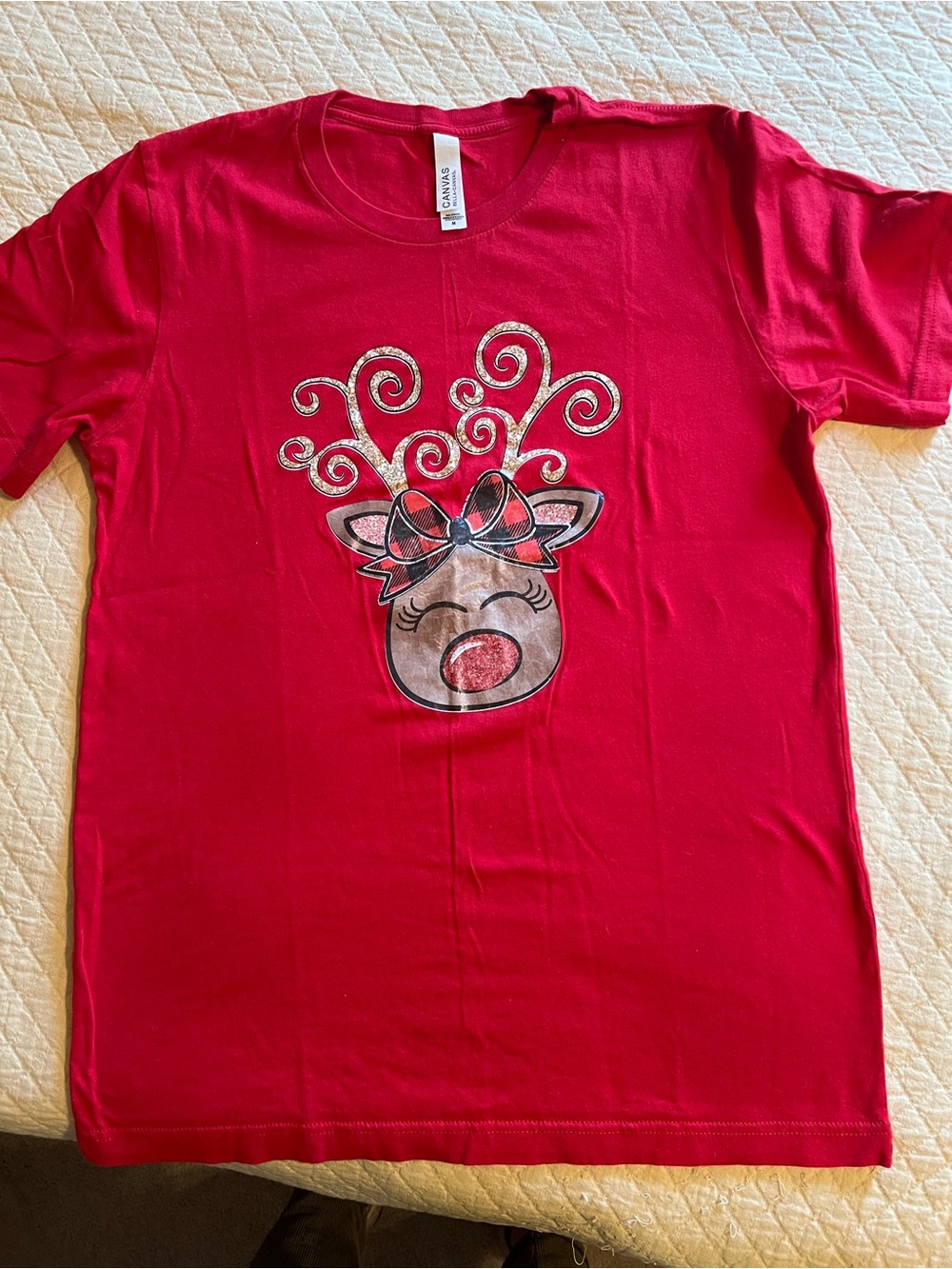 Bella Canvas Red Women’s Reindeer Graphic Tee